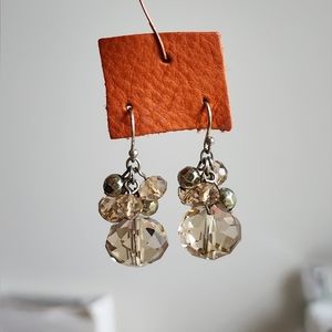 Handmade Champagne Color Multi-Bead Earrings